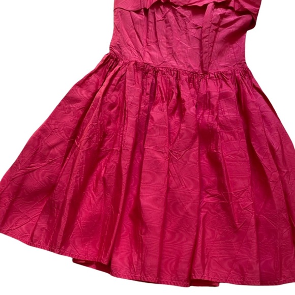 Vintage 1980's Mini Hot Pink Prom Formal Dress Ruffle Party Corset Princess 9/10 - Picture 3 of 10